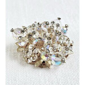 Vintage Vendome Iridescent Bead Cluster Brooch Signed